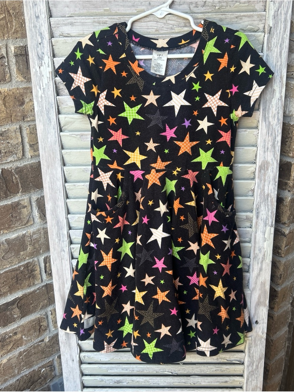 Eleanor Rose Stars Size 6 Dress Girls Twirly Pockets Halloween Black.